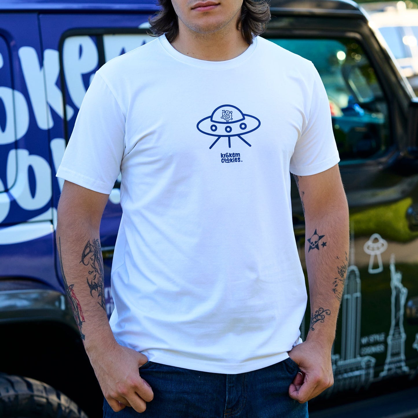Krokem Cookies WHITE Cosmic Modern T-shirt – SPACESHIP Limited Edition