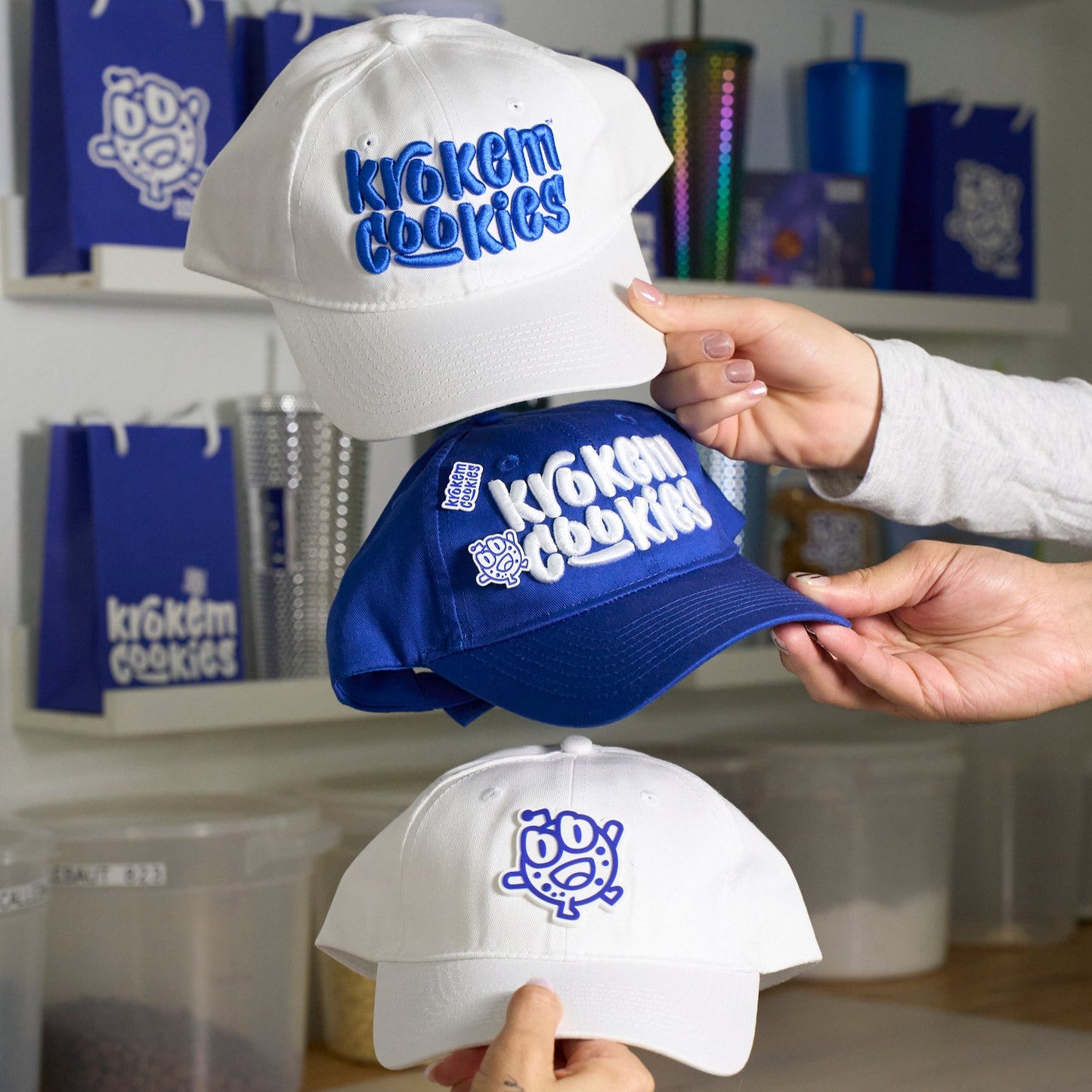 Krokem Cookies Cosmic WHITE Flex Cap (Mid Profile) – 3D Embroidery LOGOTYPE