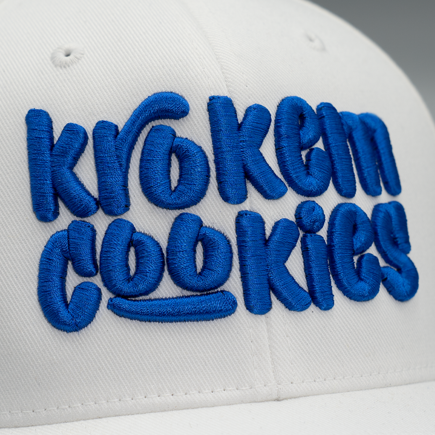 Krokem Cookies Cosmic WHITE Flex Cap (Mid Profile) – 3D Embroidery LOGOTYPE